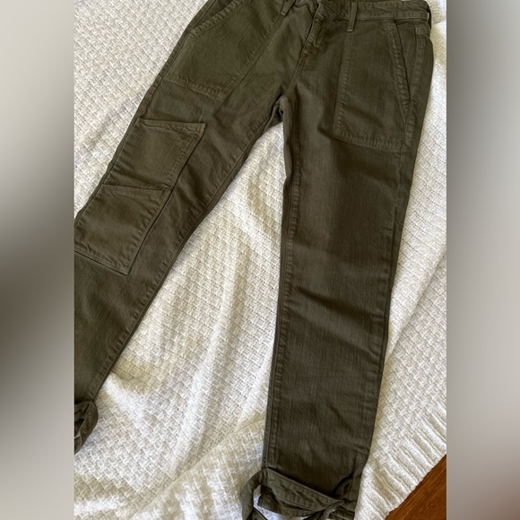 Pants Cargo 2000s Y2K Parker Smith Khaki Olive Green Slim Leg 2/26 Vintage - Picture 5 of 10